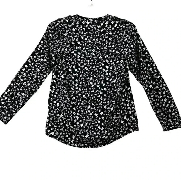 Calvin Klein Womens Blouse S Black White Floral Button Down Top Career Business - Picture 2 of 13